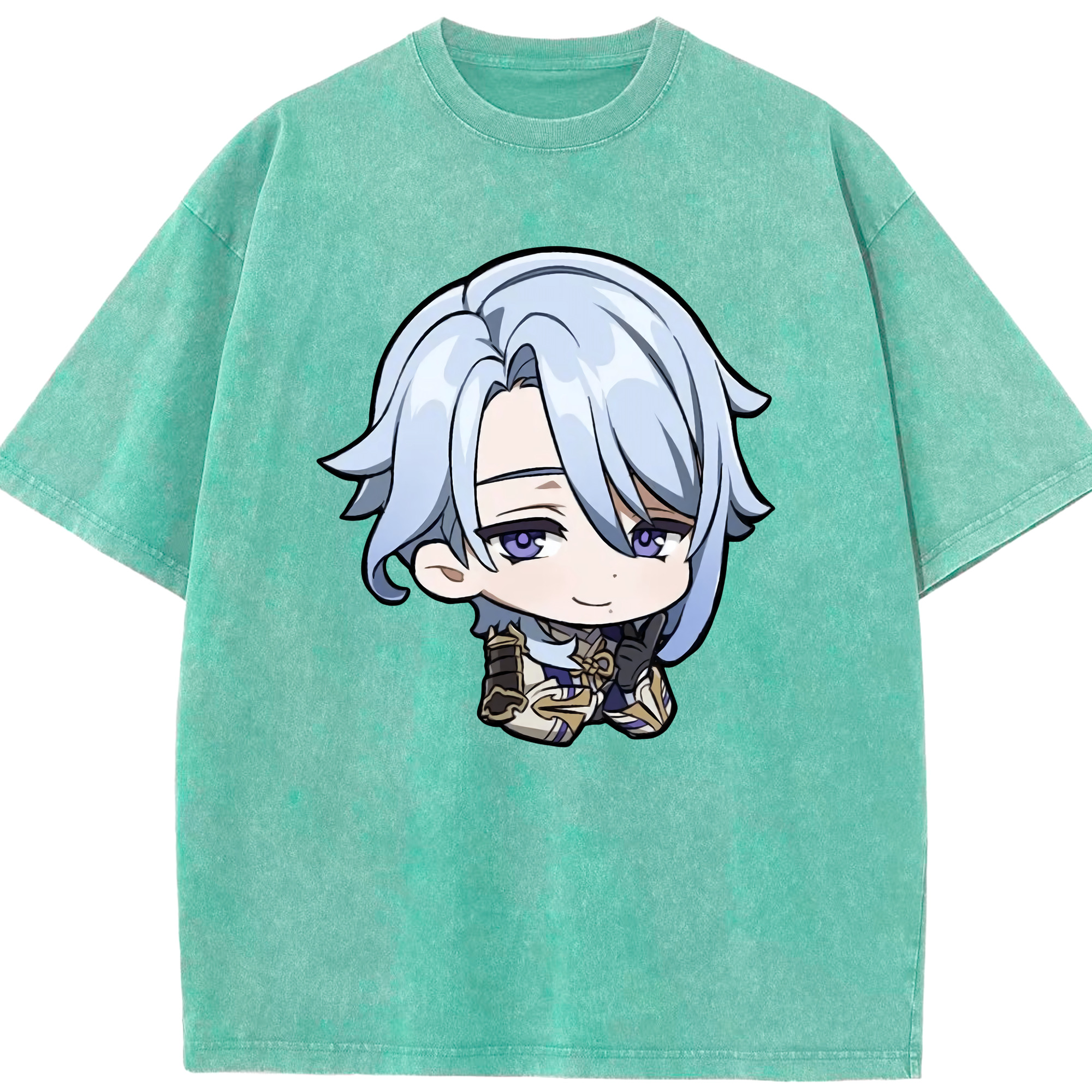 げんし神 神里綾人 かみさとあやと genshin Kamisato Ayato 綿100% ヴィンテージ風 半袖Tシャツ（フロントプリント）